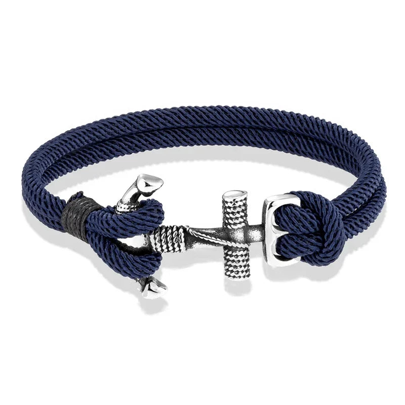 Men's double anchor bracelet blue