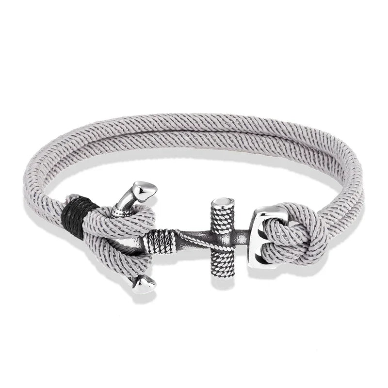 Men's double anchor bracelet gray