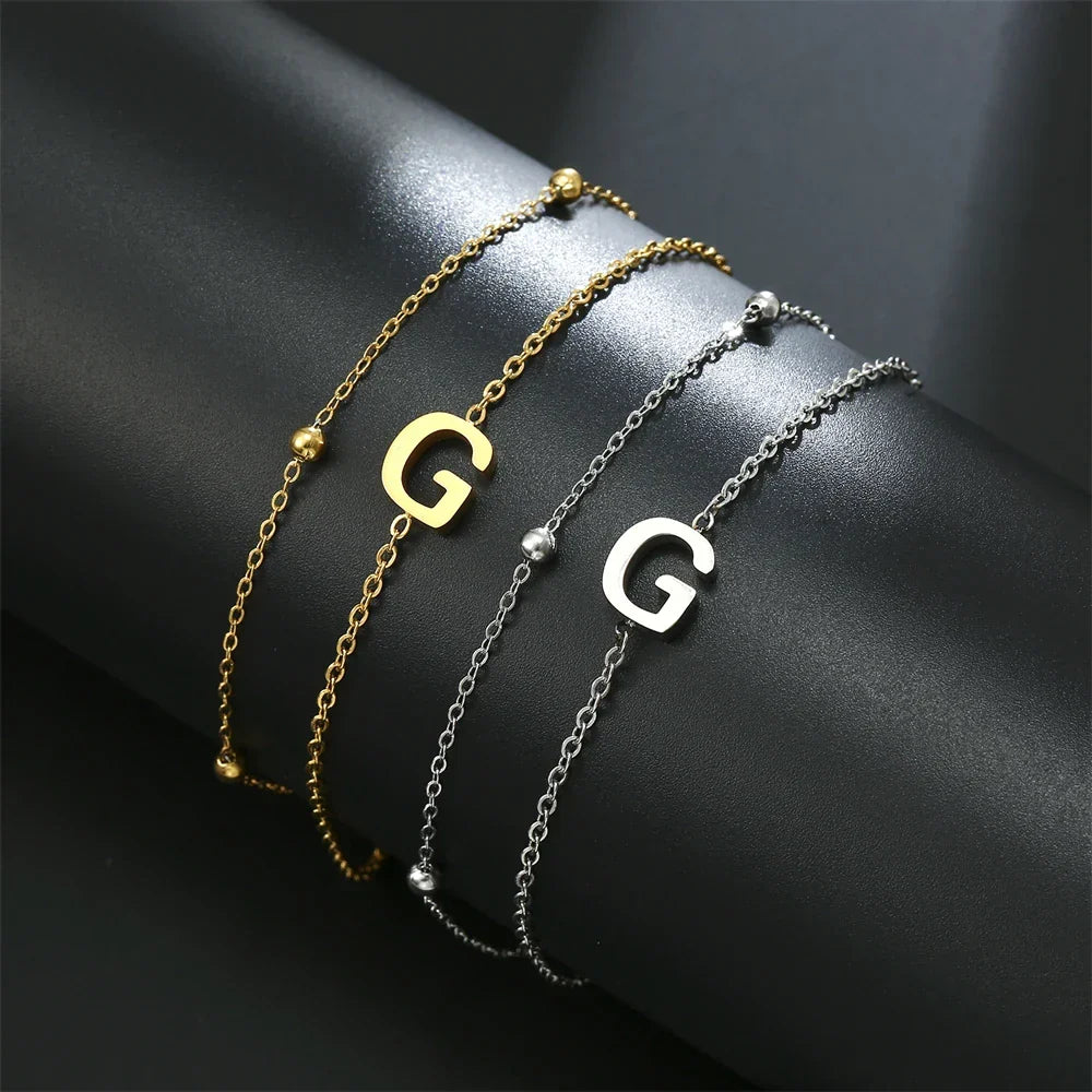 Double Initial Bracelet in Gold and Silver  g