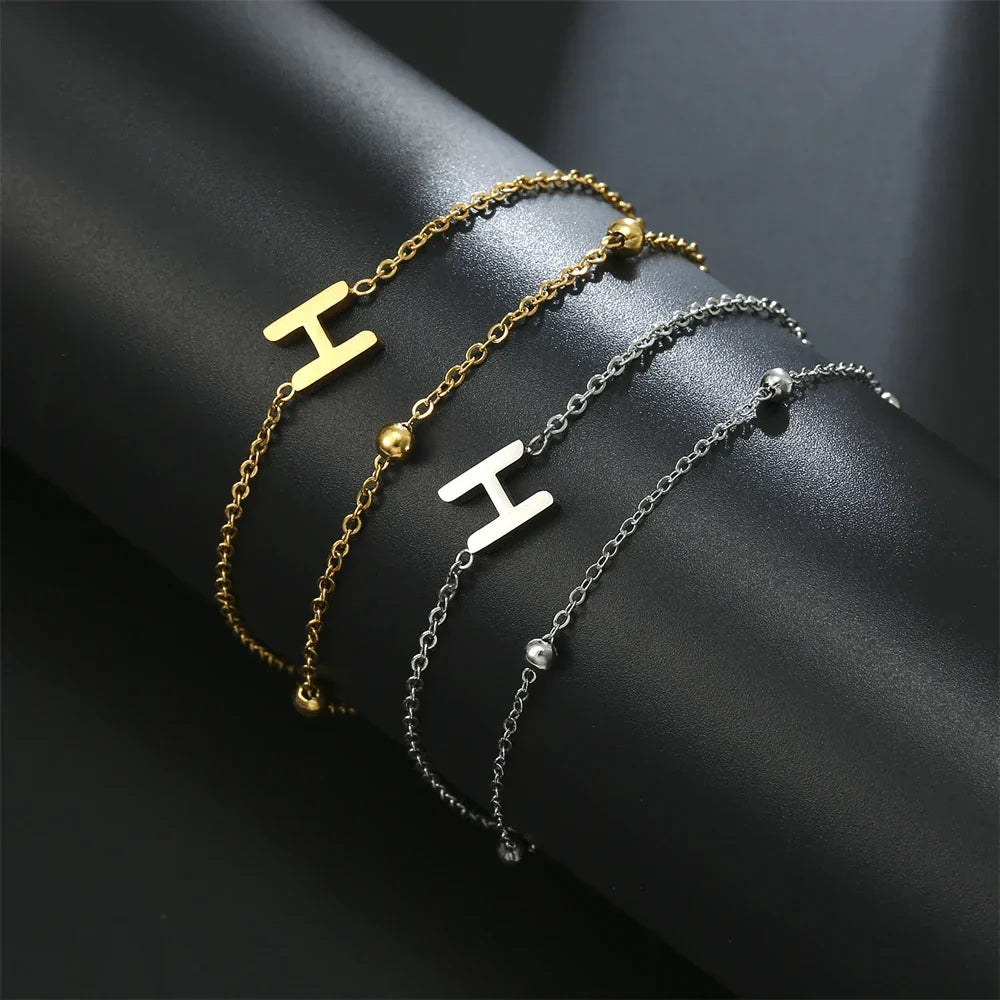 Double Initial Bracelet in Gold and Silver  h