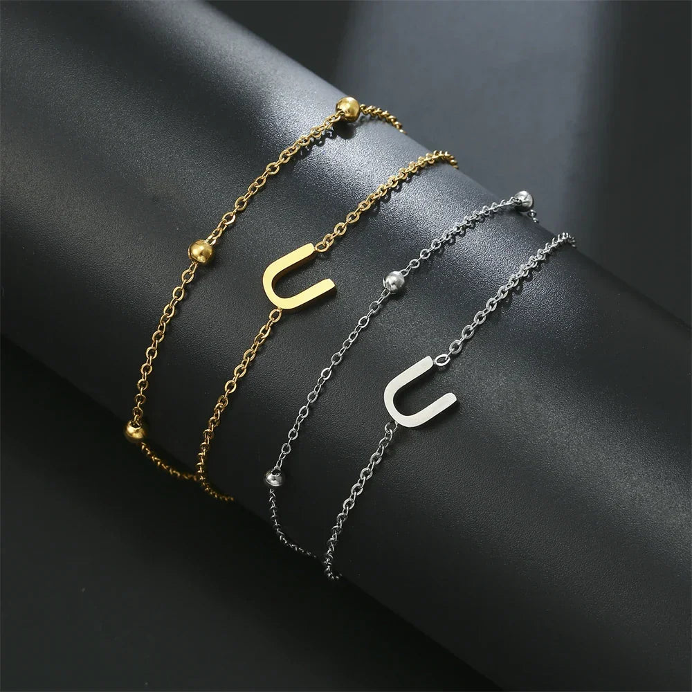 Double Initial Bracelet in Gold and Silver  u