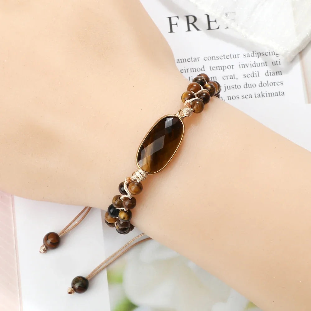 Tiger Eye Women's Leather Bracelet