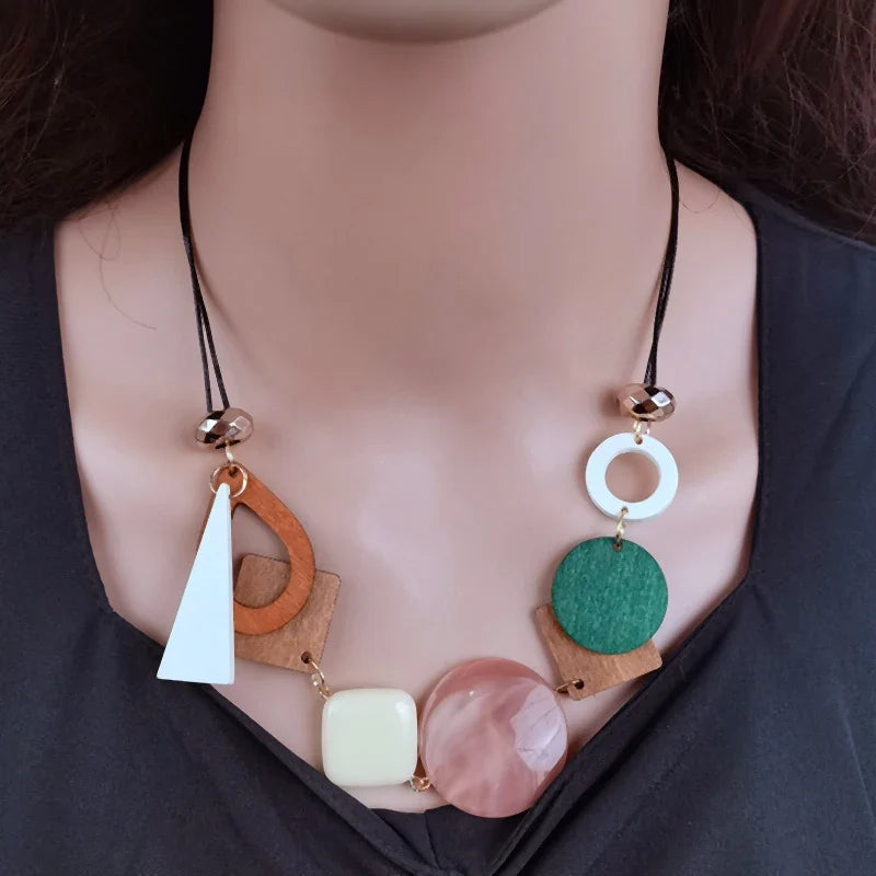 Collier Pendentif Asymétrique de Style Bohême rose