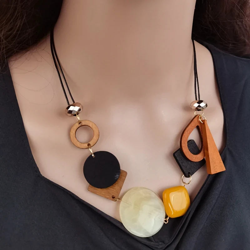 Collier Pendentif Asymétrique de Style Bohême beige