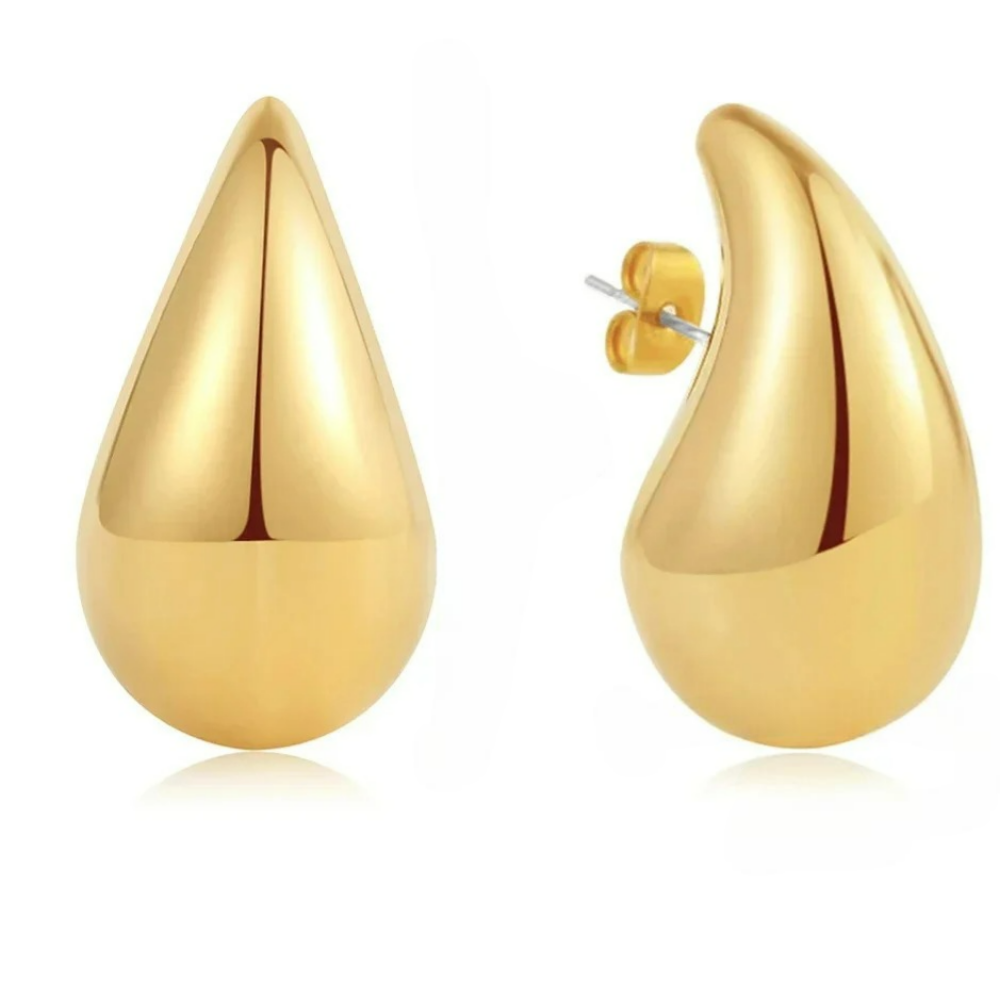 Bold Water Drop Stud Earrings gold