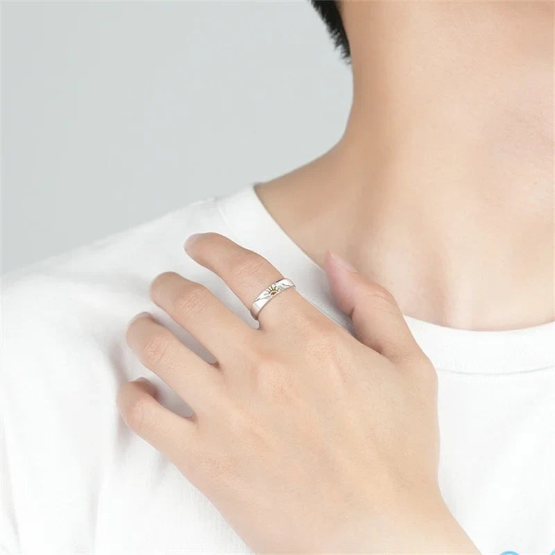 Set of 2 Couple Rings, Moon and Sun Zircon Band