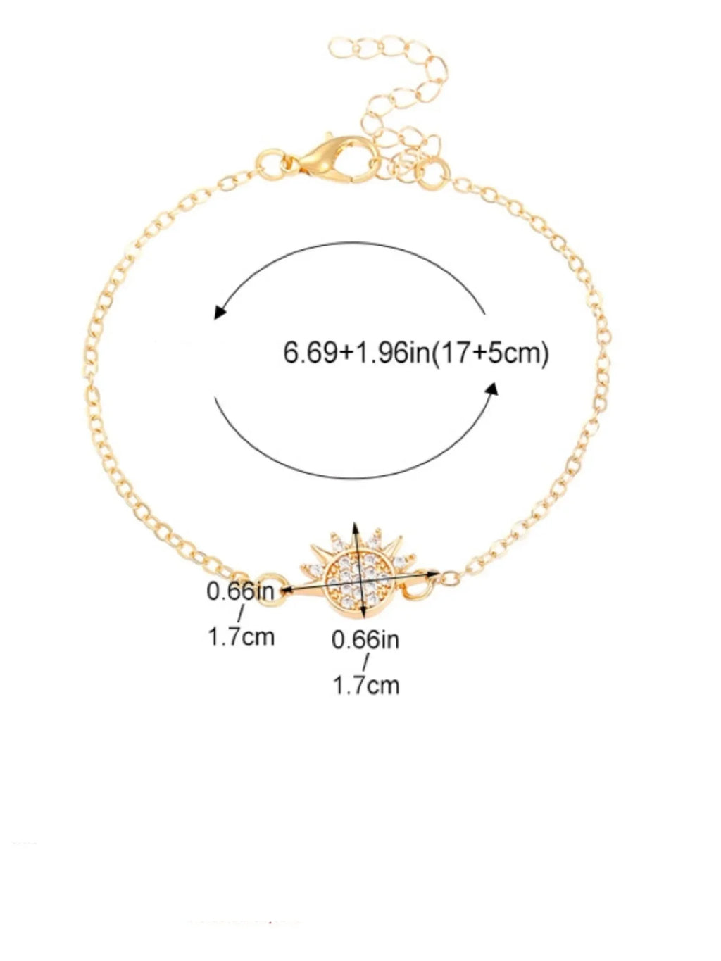 Lot de 2 Bracelets Lune ou Soleil en Zircon pour Couple