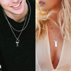 Set of 2 Stone Pendant Necklaces for Couples