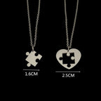 Set of 2 Puzzle Pendant Necklaces for Couples