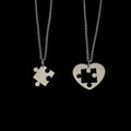 Set of 2 Puzzle Pendant Necklaces for Couples