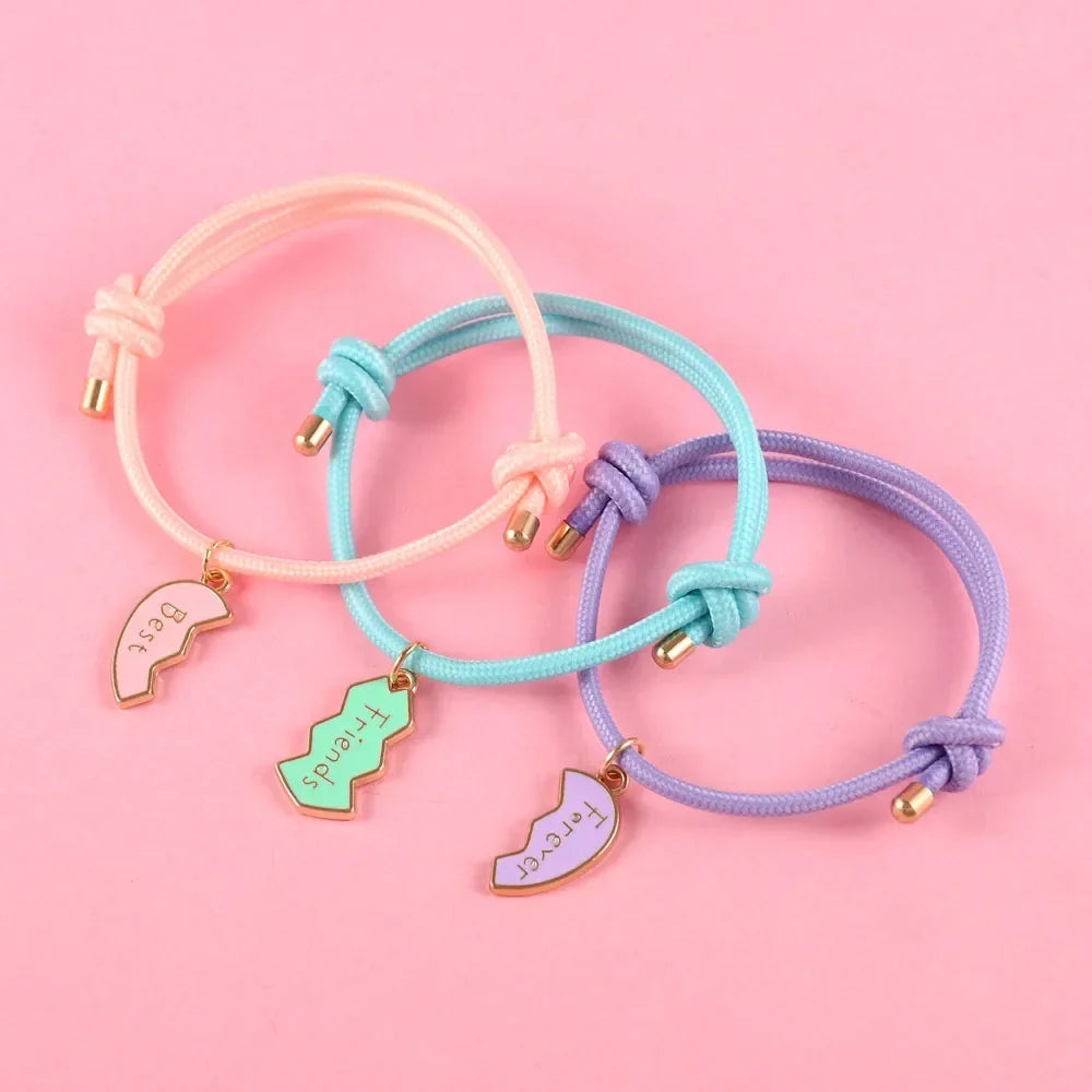 Set of 3 Cord Bracelets for a Trio of Best Friends gold