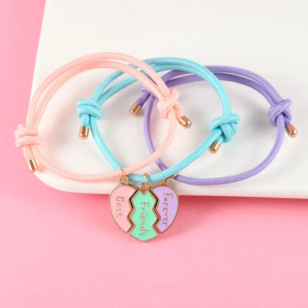 Set of 3 Cord Bracelets for a Trio of Best Friends gold