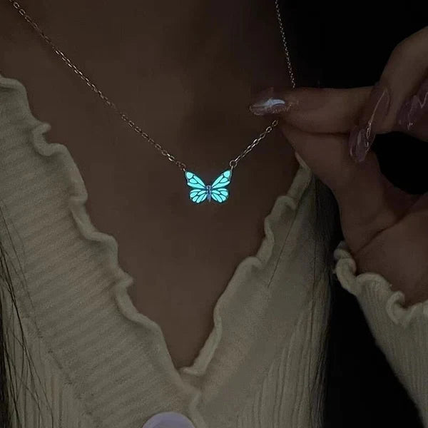 Glowing butterfly necklace and pendant
