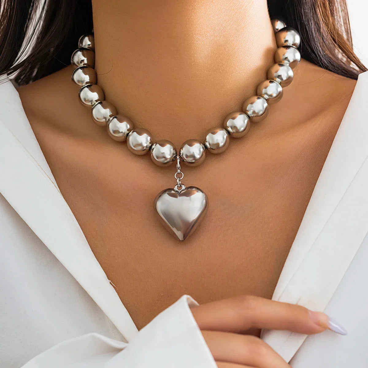 Heart Pendant Women's Silver Necklace