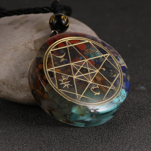 Pendentif Pierre Orgonite & Collier Homme femme Protection Méditation
