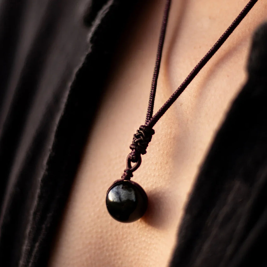 Pendentif "Sphère" en Obsidienne Dorée Bouclier Energétique