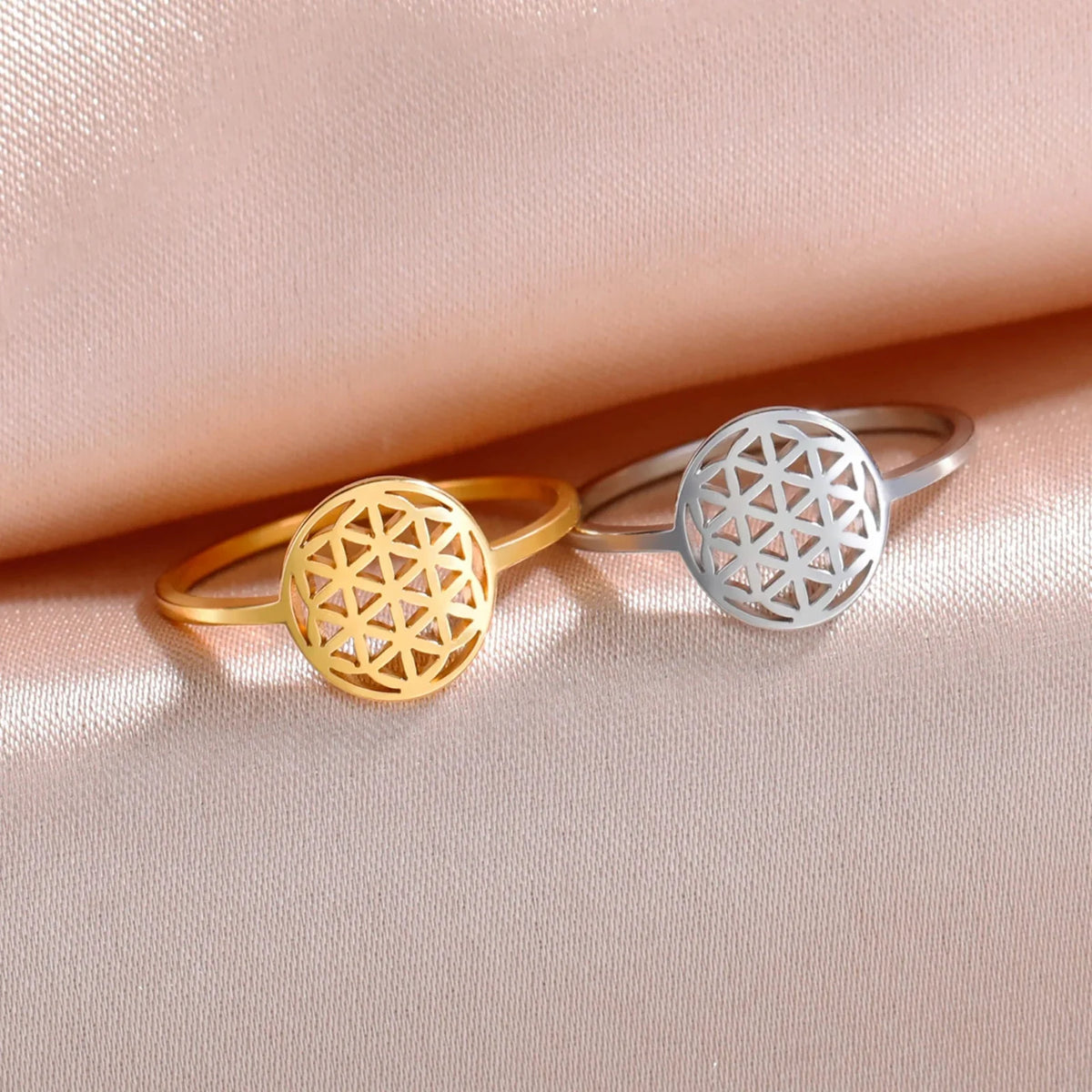 Small Women's Flower of Life Ring, gold