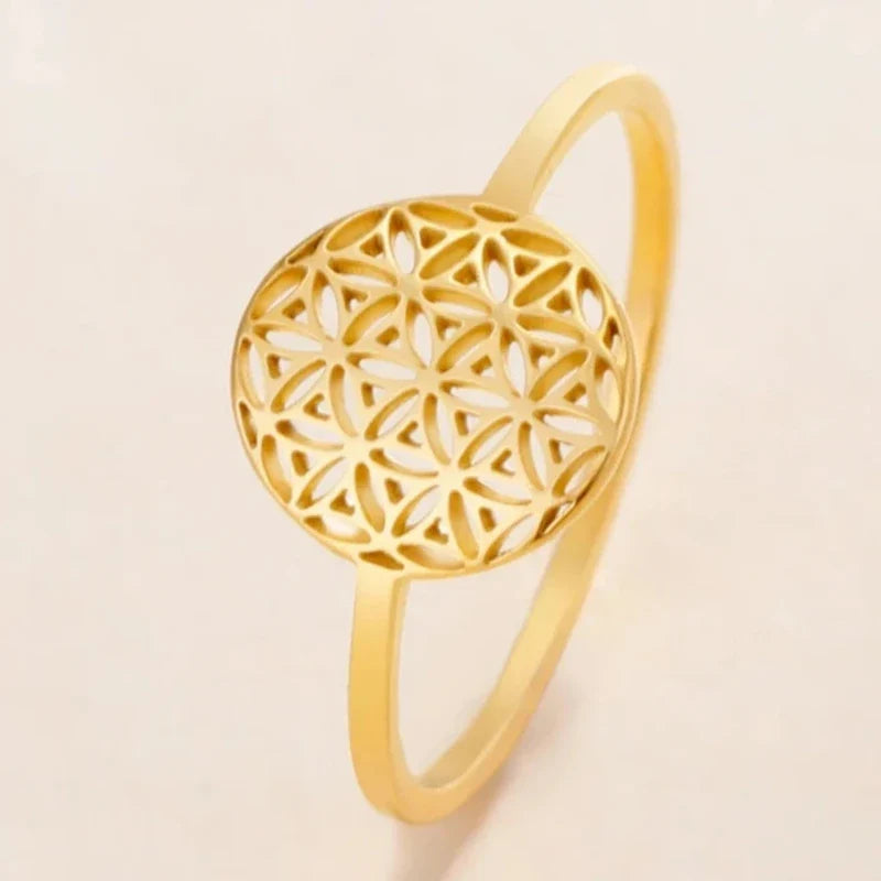 Small Life Flower Ring for Women, gold