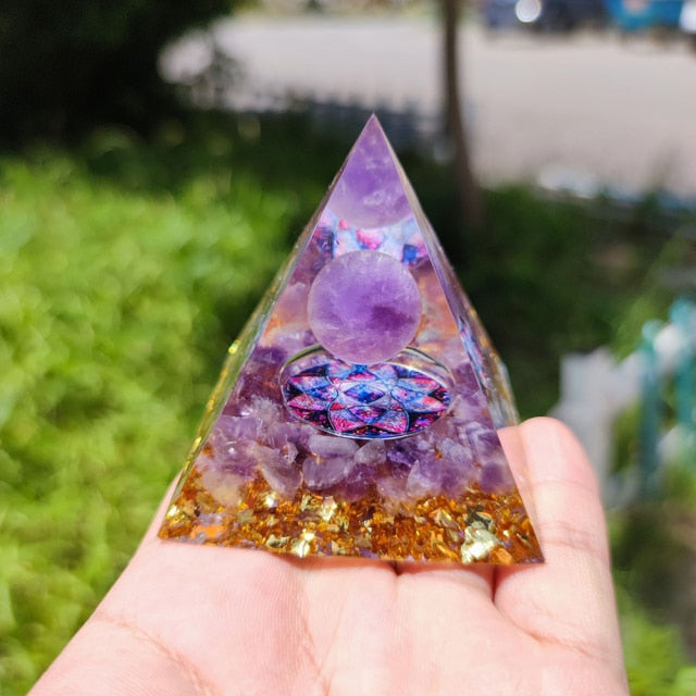 Purple flower Orgonite Pyramid Protection & Meditation